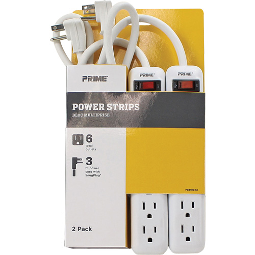 Power Strip 2-Pack, 6 Outlet(s), 3', 15 A, 1875 W, 125 V Planification Entrepots Molloy