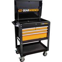 Utility Cart, 4 Drawers, 33" L x 21" W x 42" H, Black/Orange Planification Entrepots Molloy