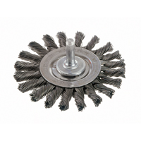 Brosses rotatives &agrave; fils nou&eacute;s - Brosse rotative &agrave; fils nou&eacute;s a/queue 1/4", fils nou&eacute;s standards, Dia. 3", Fils 0,014", Acier Planification Entrepots Molloy