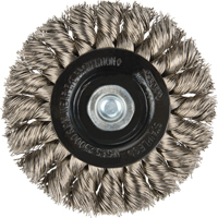 Brosses rotatives &agrave; fils nou&eacute;s - Brosse rotative &agrave; fils nou&eacute;s a/queue 1/4", Fils nou&eacute;s standards, Dia. 3", Fils 0,014", Acier inoxydable Planification Entrepots Molloy