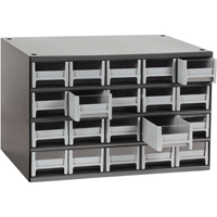 Casiers modulaires pour pi&egrave;ces, Acier, 20 tiroirs, 17" x 10-9/16" x 2-1/16", Gris Planification Entrepots Molloy