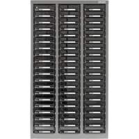 KPC-300 Parts Cabinet, Galvanized Steel, 60 Drawers, 21-3/10" x 10-2/5" x 36-9/10", Grey Planification Entrepots Molloy