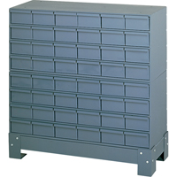 Industrial Drawer Cabinet With Base, 48 Drawers, 34-1/8" W x 12-1/4" D x 33-3/4" H, Grey Planification Entrepots Molloy
