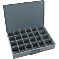 Compartment Scoop Boxes, Steel, 24 Slots, 18" W x 12" D x 3" H, Grey Planification Entrepots Molloy