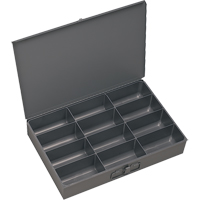 Compartment Scoop Boxes, Steel, 12 Slots, 13 3/8" W x 9-1/4" D x 2" H, Grey Planification Entrepots Molloy