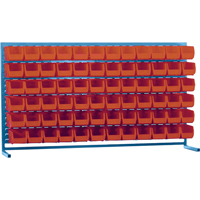 Louvered Rack with Bins, 72 Bins, 72" W x 15" D x 40" H Planification Entrepots Molloy