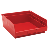 Bacs de rangement pour tablettes, 11-1/8" la x 4" H x 11-5/8" p, Rouge, Capacit&eacute; 30 lb Planification Entrepots Molloy