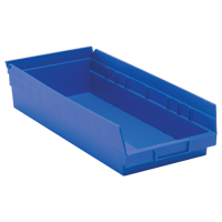 Bacs de rangement pour tablettes, 8-3/8" la x 4" H x 17-7/8" p, Bleu, Capacit&eacute; 40 lb Planification Entrepots Molloy