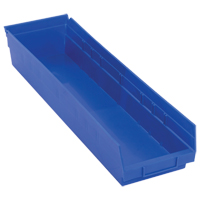 Shelf Bins, 6-5/8" W x 4" H x 23-5/8" D, Blue, 50 lbs. Capacity Planification Entrepots Molloy