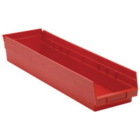 Shelf Bins, 6-5/8" W x 4" H x 23-5/8" D, Red, 50 lbs. Capacity Planification Entrepots Molloy
