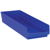 Bacs de rangement pour tablettes, 8-3/8" la x 4" H x 23-5/8" p, Bleu, Capacit&eacute; 50 lb Planification Entrepots Molloy