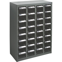 KPC-500 Parts Cabinet, Galvanized Steel, 32 Drawers, 18-1/10" x 8-7/10" x 25-3/5", Grey Planification Entrepots Molloy