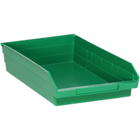 Shelf Bins, 11-1/8" W x 4" H x 17-7/8" D, Green, 40 lbs. Capacity Planification Entrepots Molloy