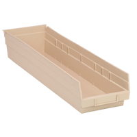 Economy Shelf Bin, 6-5/8" W x 4" H x 23-5/8" D, Ivory Planification Entrepots Molloy