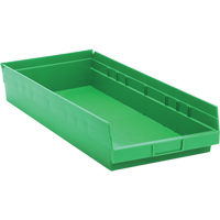Shelf Bins, 11-1/8" W x 4" H x 23-5/8" D, Green, 50 lbs. Capacity Planification Entrepots Molloy