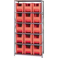 Shelving Unit, Steel, Boltless, 800 lbs. Capacity, 36" W x 75" H x 18" D Planification Entrepots Molloy