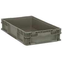 Collapsible Stacking Container, 15" W x 24" D x 5" H, Grey Planification Entrepots Molloy