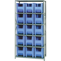 Shelving Unit with Stacking Bins, Steel, Boltless, 800 lbs. Capacity, 36" W x 75" H x 18" D Planification Entrepots Molloy