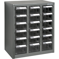 KPC-600 Parts Cabinet, Galvanized Steel, 18 Drawers, 13-9/10" x 8-7/10" x 16-3/10", Grey Planification Entrepots Molloy