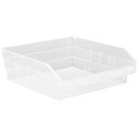 Shelf Bins, 11-1/8" W x 4" H x 11-5/8" D, Clear, 30 lbs. Capacity Planification Entrepots Molloy