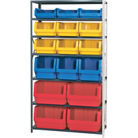Shelving Unit with Stacking Bins, Steel, Magnum Bin, 650 lbs. Capacity, 42" W x 76" H Planification Entrepots Molloy