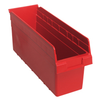 Store-Max Shelf Bins, 6-5/8" W x 8" H x 17-7/8" D, Red, 56 lbs. Capacity Planification Entrepots Molloy