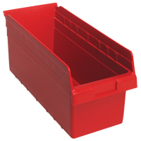 Store-Max Shelf Bins, 8-3/8" W x 8" H x 17-7/8" D, Red, 56 lbs. Capacity Planification Entrepots Molloy