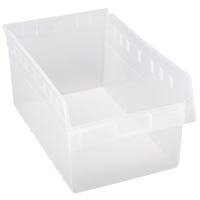 Store-Max Shelf Bins, 11-1/8" W x 8" H x 17-7/8" D, Clear, 56 lbs. Capacity Planification Entrepots Molloy