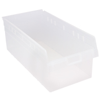 Store-Max Shelf Bins, 11-1/8" W x 8" H x 23-5/8" D, Clear, 68 lbs. Capacity Planification Entrepots Molloy