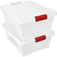 Plastic Latch Container, 15.875" W x 21" D x 7.75" H, Clear Planification Entrepots Molloy