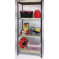 Wire Shelving Unit with Plastic Shelves, Wire Frame with Plastic Shelves, Boltless, 600 lbs. Capacity, 30" W x 72" H x 18" D Planification Entrepots Molloy