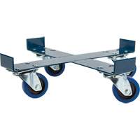 Drum Dolly, Steel, 1400 lbs. Capacity, 24" Diameter, Blue Elastic Casters Planification Entrepots Molloy