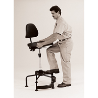 Industrial Stool, Stationary, Adjustable, 38" - 45", Polyurethane Seat, Black Planification Entrepots Molloy