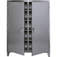 Double Shift Storage Cabinets, Steel, 8 Shelves, 72" H x 48" W x 24" D, Dark Grey Planification Entrepots Molloy