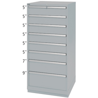 Armoires de rangement avec tiroirs, 8 tiroirs, 28-1/4" la x 28-1/2" p x 59-1/2" h, Gris Planification Entrepots Molloy