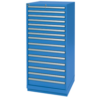 Armoires de rangement avec tiroirs, 15 tiroirs, 28-1/4" la x 28-1/2" p x 59-1/2" h, Bleu brillant Planification Entrepots Molloy