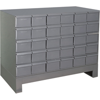 Industrial Drawer Cabinets With Base, 30 Drawers, 34-1/8" W x 12-1/4" D x 26-7/8" H, Grey Planification Entrepots Molloy