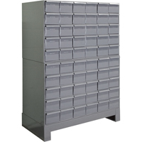 Industrial Drawer Cabinets With Base, 60 Drawers, 34-1/8" W x 12-1/4" D x 48-1/8" H, Grey Planification Entrepots Molloy