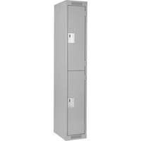Clean Line Lockers, 2 -tier, 12" x 18" x 72", Steel, Grey, Rivet (Assembled) Planification Entrepots Molloy