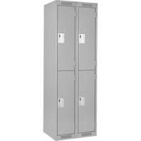 Clean Line Lockers, 2 -tier, Bank of 2, 24" x 18" x 72", Steel, Grey, Rivet (Assembled) Planification Entrepots Molloy