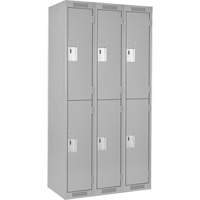 Clean Line Lockers, 2 -tier, Bank of 3, 36" x 18" x 72", Steel, Grey, Rivet (Assembled) Planification Entrepots Molloy