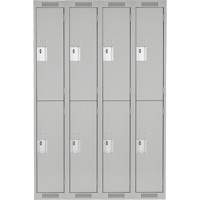 Clean Line Lockers, 2 -tier, Bank of 4, 48" x 18" x 72", Steel, Grey, Rivet (Assembled) Planification Entrepots Molloy