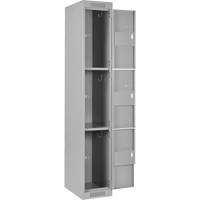 Clean Line Lockers, 3 -tier, Bank of 4, 48" x 18" x 72", Steel, Grey, Rivet (Assembled) Planification Entrepots Molloy