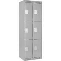 Clean Line Lockers, 3 -tier, Bank of 2, 24" x 18" x 72", Steel, Grey, Rivet (Assembled) Planification Entrepots Molloy