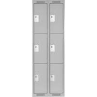Clean Line Lockers, 3 -tier, Bank of 2, 24" x 18" x 72", Steel, Grey, Rivet (Assembled) Planification Entrepots Molloy