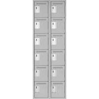 Clean Line Lockerettes, 6 -tier, Bank of 2, 24" x 18" x 72", Steel, Grey, Rivet (Assembled) Planification Entrepots Molloy