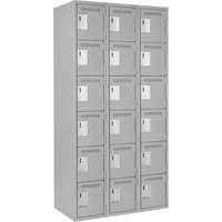 Clean Line Lockerettes, 6 -tier, Bank of 3, 36" x 18" x 72", Steel, Grey, Rivet (Assembled) Planification Entrepots Molloy