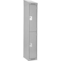 Clean Line Lockers, 2 -tier, 12" x 18" x 78", Steel, Grey, Rivet (Assembled) Planification Entrepots Molloy