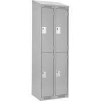 Clean Line Lockers, 2 -tier, Bank of 2, 24" x 18" x 78", Steel, Grey, Rivet (Assembled) Planification Entrepots Molloy