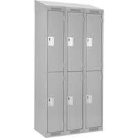 Clean Line Lockers, 2 -tier, Bank of 3, 36" x 18" x 78", Steel, Grey, Rivet (Assembled) Planification Entrepots Molloy